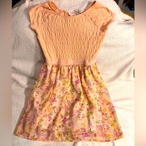 The Children's Place Orange Ruched Smocked Fit and Flare Dress